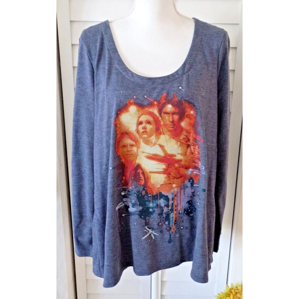 NWT‎ Star Wars Women Top Rock Republic Graphic Glitter Ladder Back L
